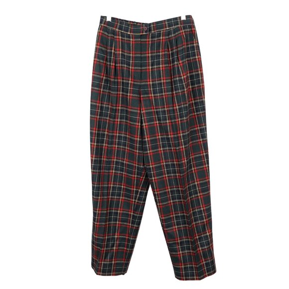 Koret Pants - Koret VTG Plaid Tartan Pleated Pants 12 Womens Red Green Wool Blend High Waist